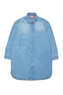 DIESEL Abito camicia in denim chiaro con maxi patch | Bambino Vestiti | Oval D By Diesel