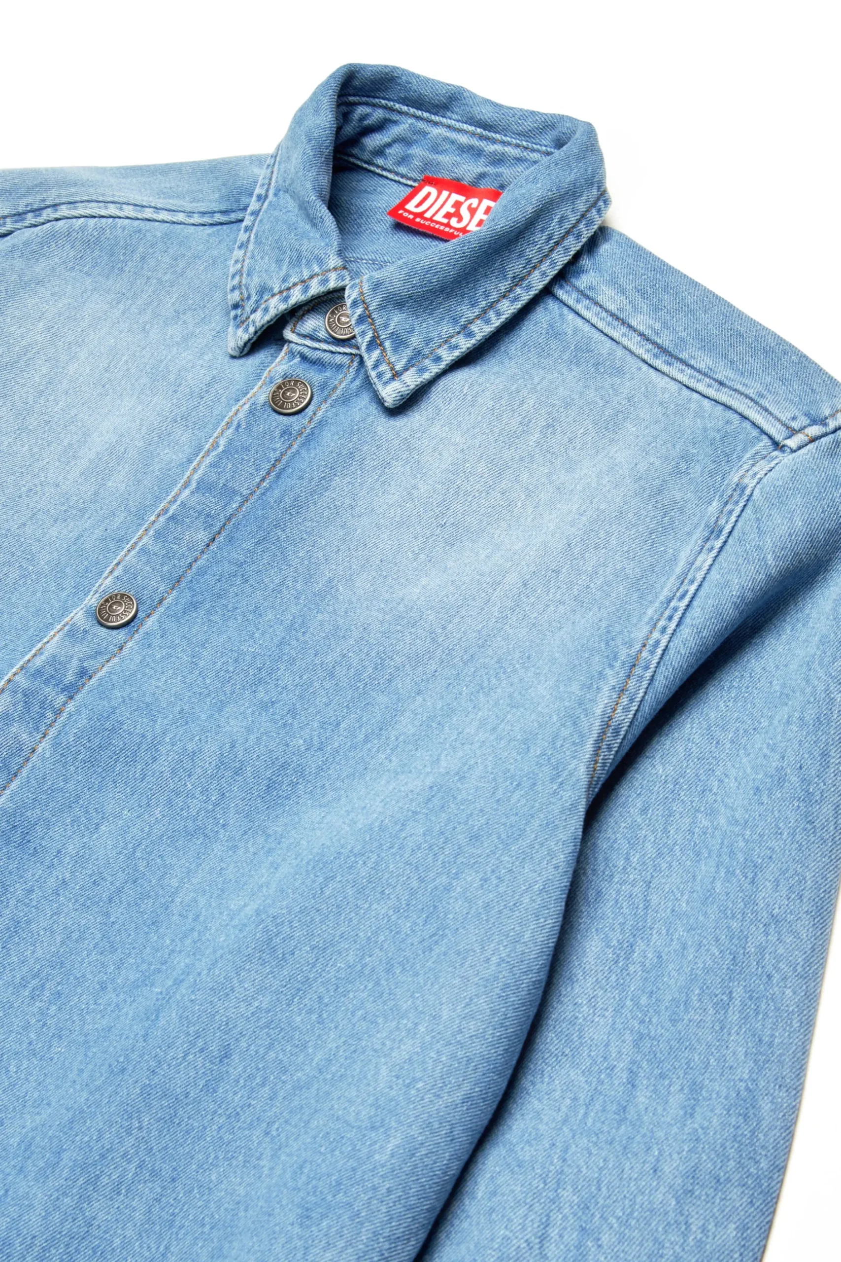DIESEL Abito camicia in denim chiaro con maxi patch | Bambino Vestiti | Oval D By Diesel