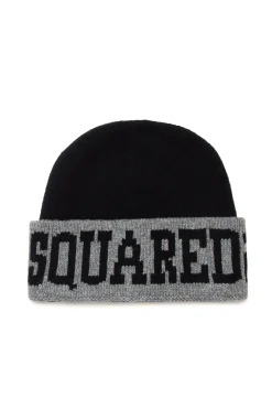 DSQUARED2 Berretto beanie in misto lana con logo | Bambino Berretti E Cappelli | Berretti E Cappelli