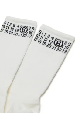 MM6 MAISON MARGIELA Calzini a costine con numeric logo | Bambino Calzini | Logomania