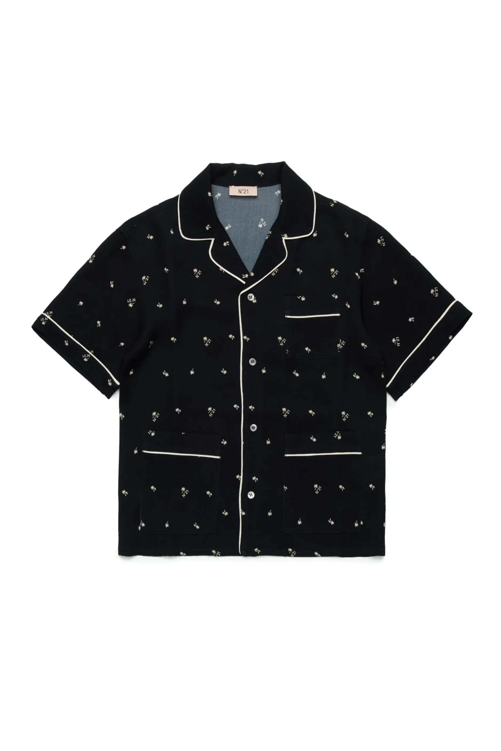 N°21 Camicia bowling in crêpe allover Palms | Camicie
