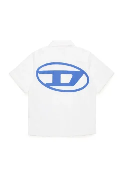 DIESEL Camicia bowling in popeline con logo Oval D | Bambino Oval D By Diesel | Oval D By Diesel