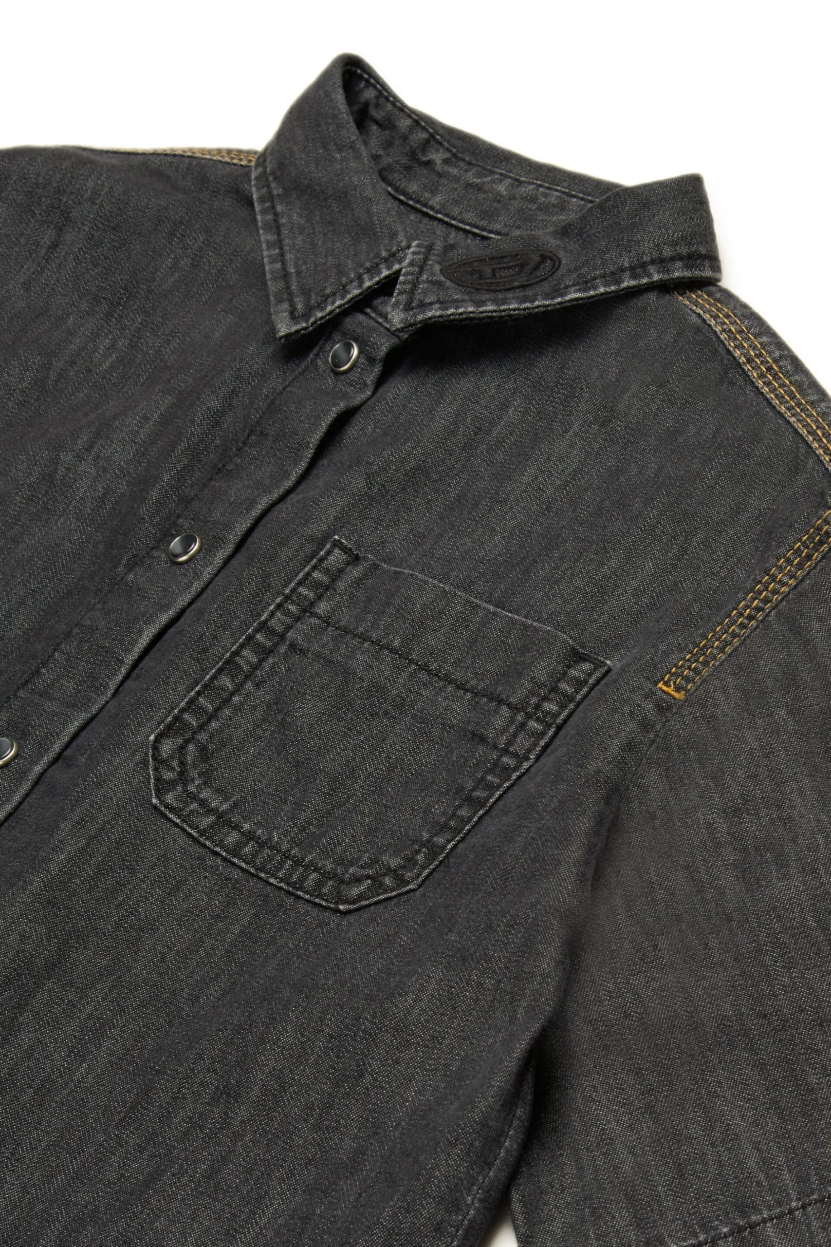 DIESEL Camicia cropped in denim leggero nero | Bambino Camicie | Denim-Mania