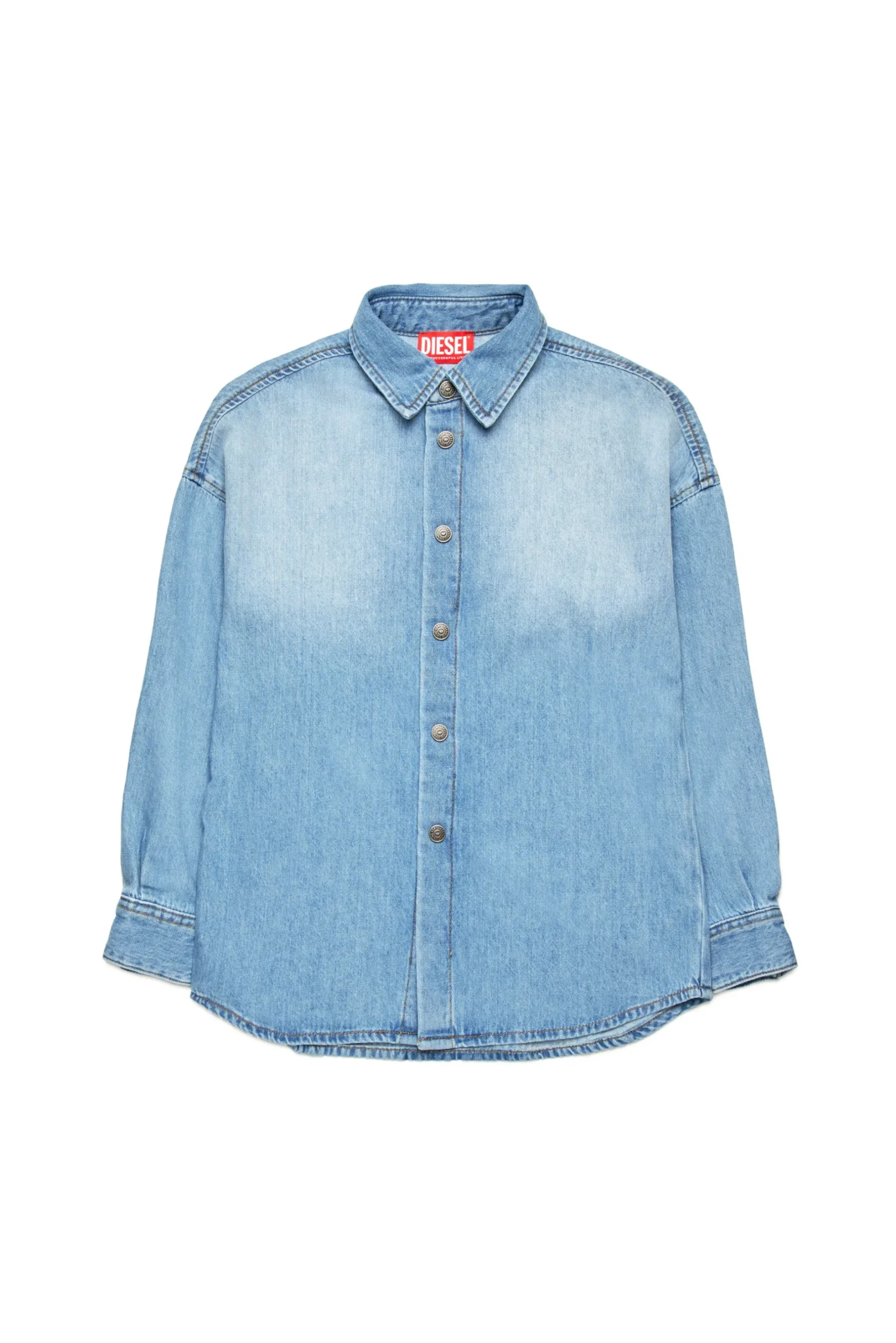 DIESEL Camicia in denim chiaro con maxi patch | Bambino Oval D By Diesel | Oval D By Diesel