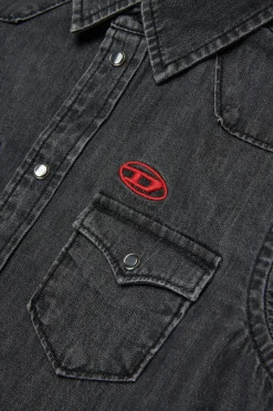 DIESEL Camicia in denim nero con logo Oval D | Bambino Denim-Mania | Denim-Mania