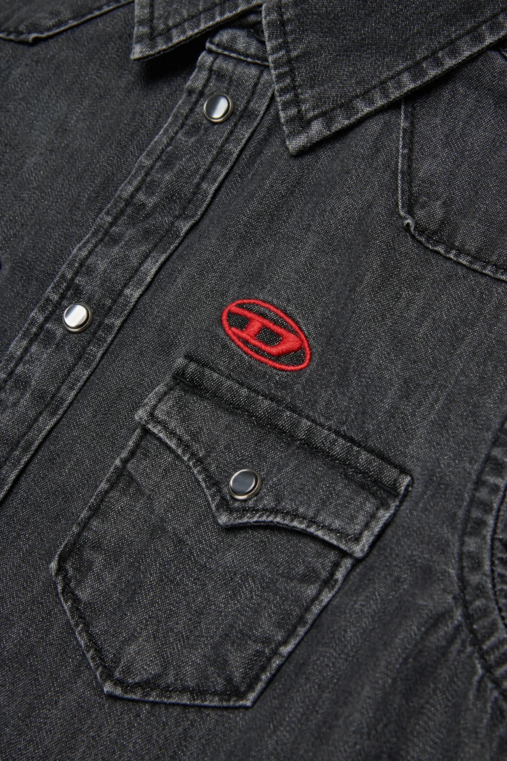 DIESEL Camicia in denim nero con logo Oval D | Bambino Denim-Mania | Denim-Mania
