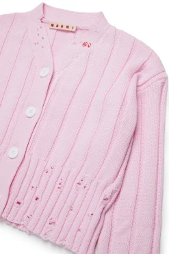 MARNI Cardigan a coste con rotture | Maglieria