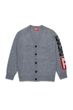 DIESEL Cardigan in lana con logo intarsiato | Maglieria