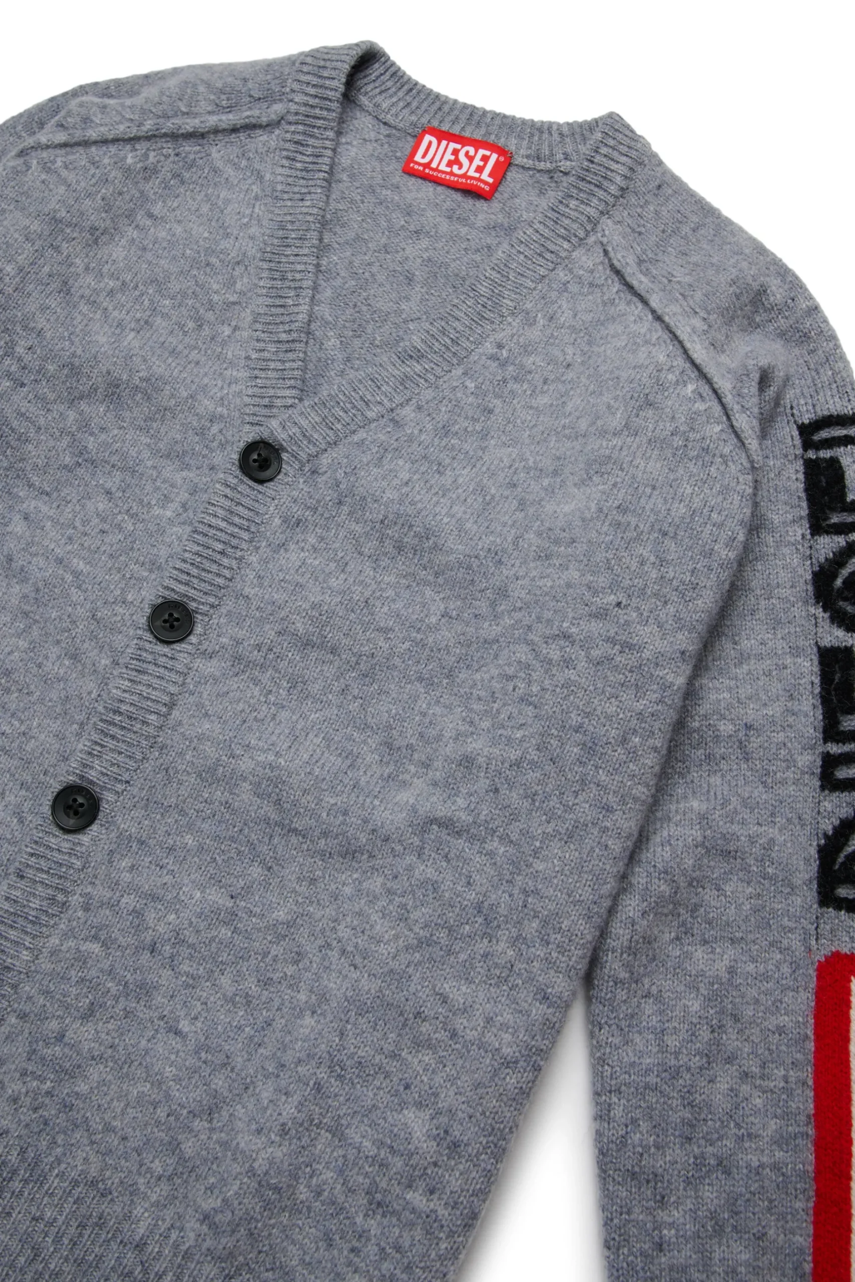 DIESEL Cardigan in lana con logo intarsiato | Maglieria