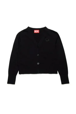 DIESEL Cardigan in maglia rasata con logo Oval D | Bambino Maglieria | Oval D By Diesel