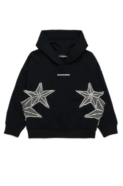 DSQUARED2 Felpa con stelle in mesh e cristalli | Felpe