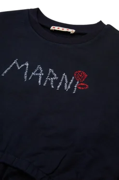 MARNI Felpa cropped girocollo con logo Flower | Felpe