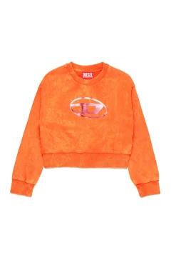 DIESEL Felpa cropped marmorizzata con logo Oval D | Bambino Felpe | Oval D By Diesel