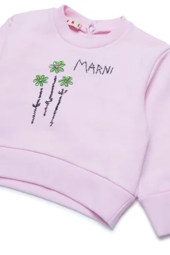MARNI Felpa girocollo con fiorellini ricamati | Felpe