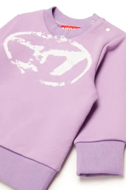DIESEL Felpa girocollo con logo Oval D effetto used | Bambino Felpe | Oval D By Diesel