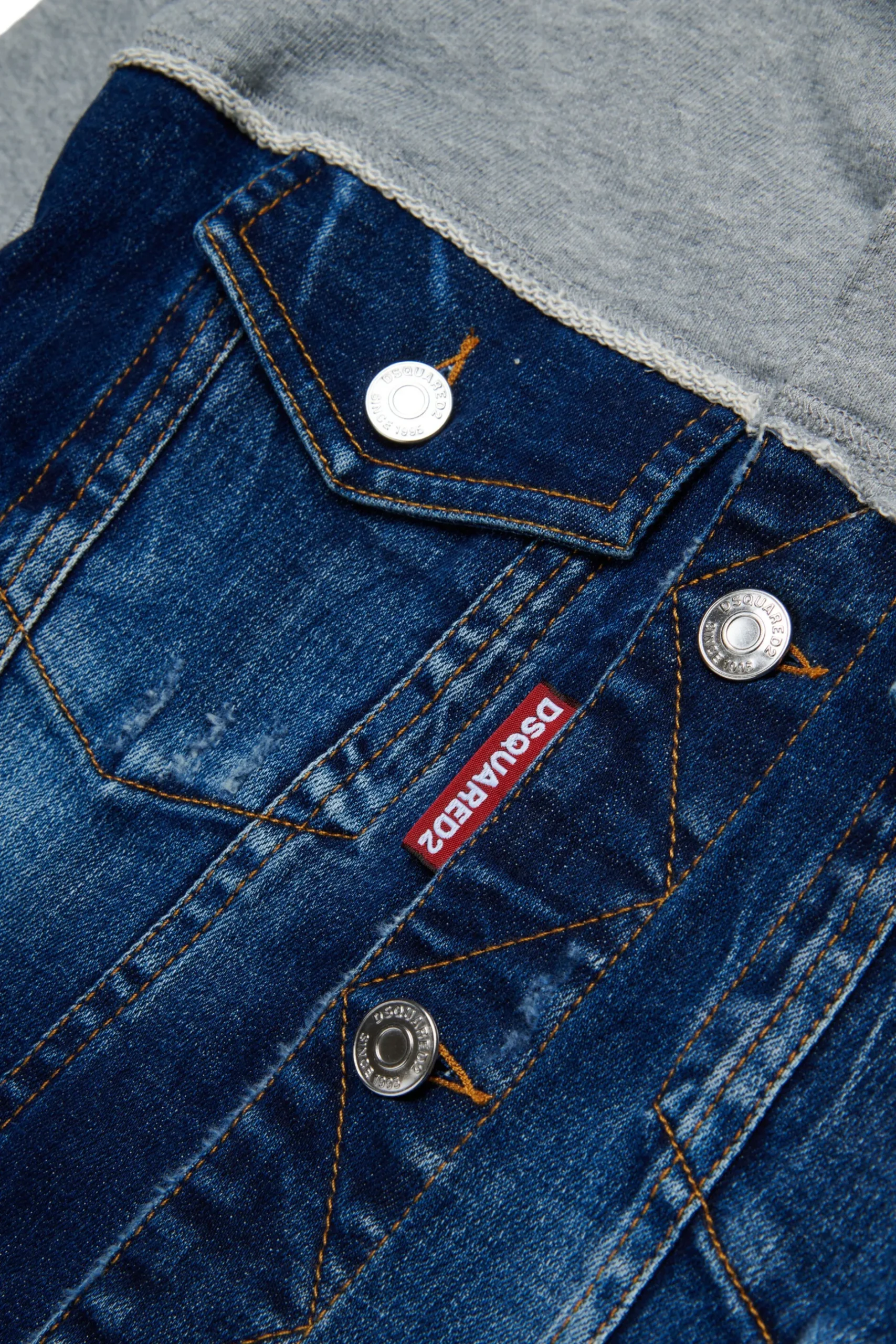 DSQUARED2 Felpa in denim e cotone con patch | Bambino Giacche E Cappotti | Denim-Mania