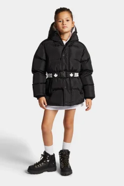 DSQUARED2 Giacca imbottita lunga con cintura logata | Giacche E Cappotti