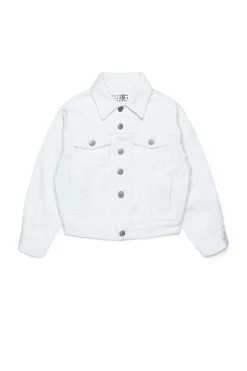 MM6 MAISON MARGIELA Giacca in denim bianco con logo | Bambino Giacche E Cappotti | Logomania