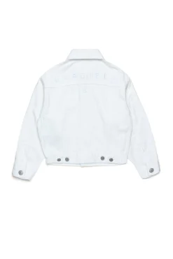 MM6 MAISON MARGIELA Giacca in denim bianco con logo | Bambino Giacche E Cappotti | Logomania