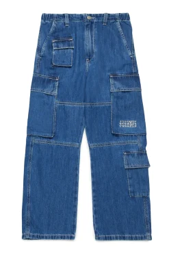 MM6 MAISON MARGIELA Jeans cargo blu medio con Numeric logo | Bambino Jeans | Denim-Mania