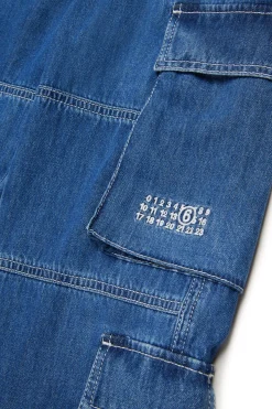MM6 MAISON MARGIELA Jeans cargo blu medio con Numeric logo | Bambino Jeans | Denim-Mania