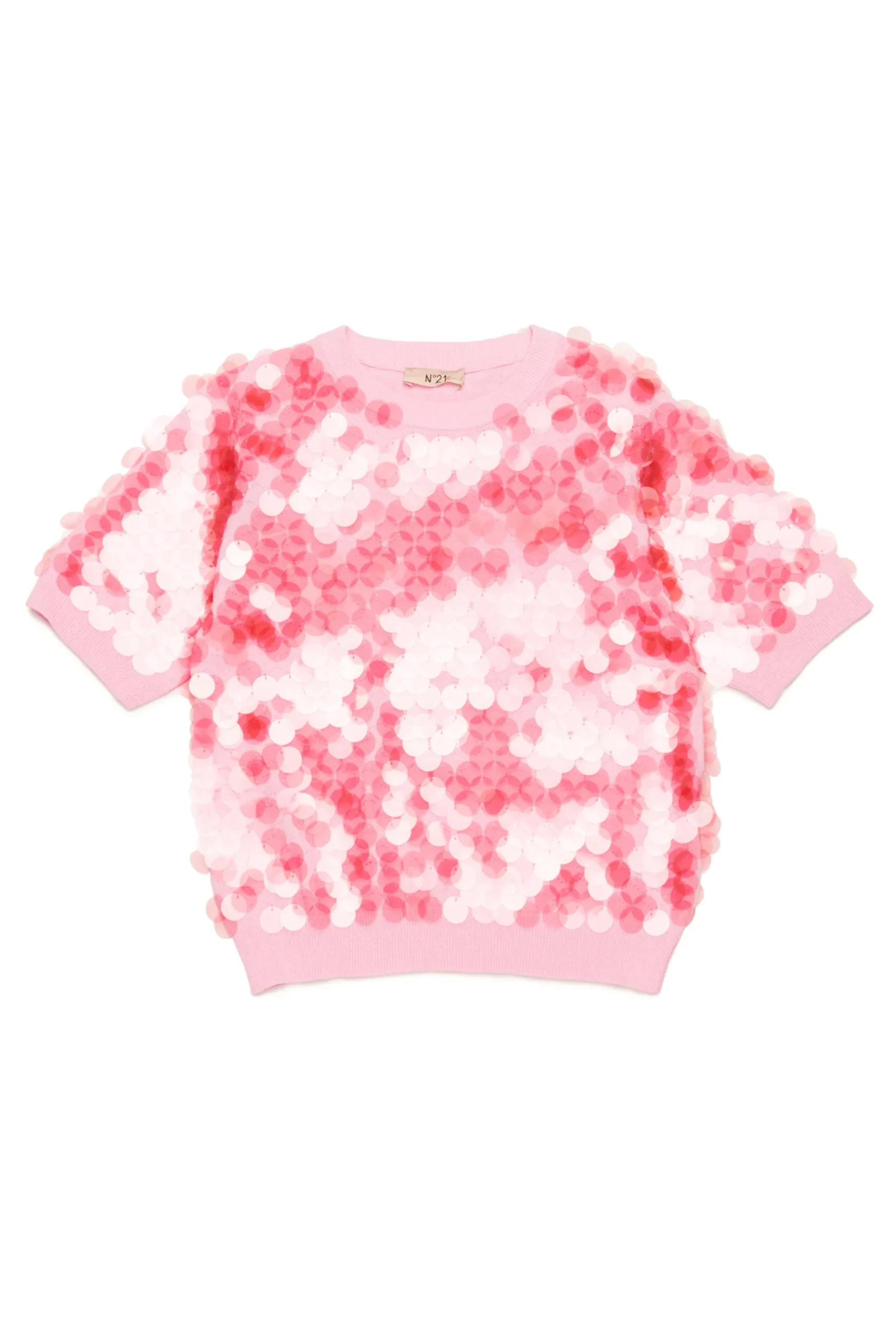 N°21 Maglia in cotone con maxi paillettes | Maglieria
