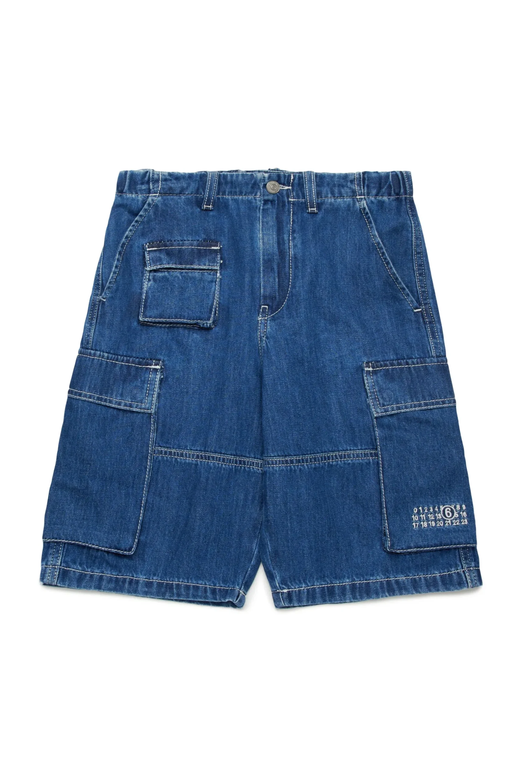 MM6 MAISON MARGIELA Shorts cargo in denim blu medio | Bambino Shorts | Denim-Mania