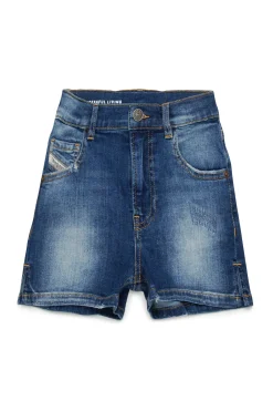 DIESEL Shorts in denim blu medio con strappi | Shorts