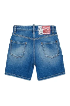 DSQUARED2 Shorts in denim blu medio con abrasioni | Bambino Denim-Mania | Denim-Mania