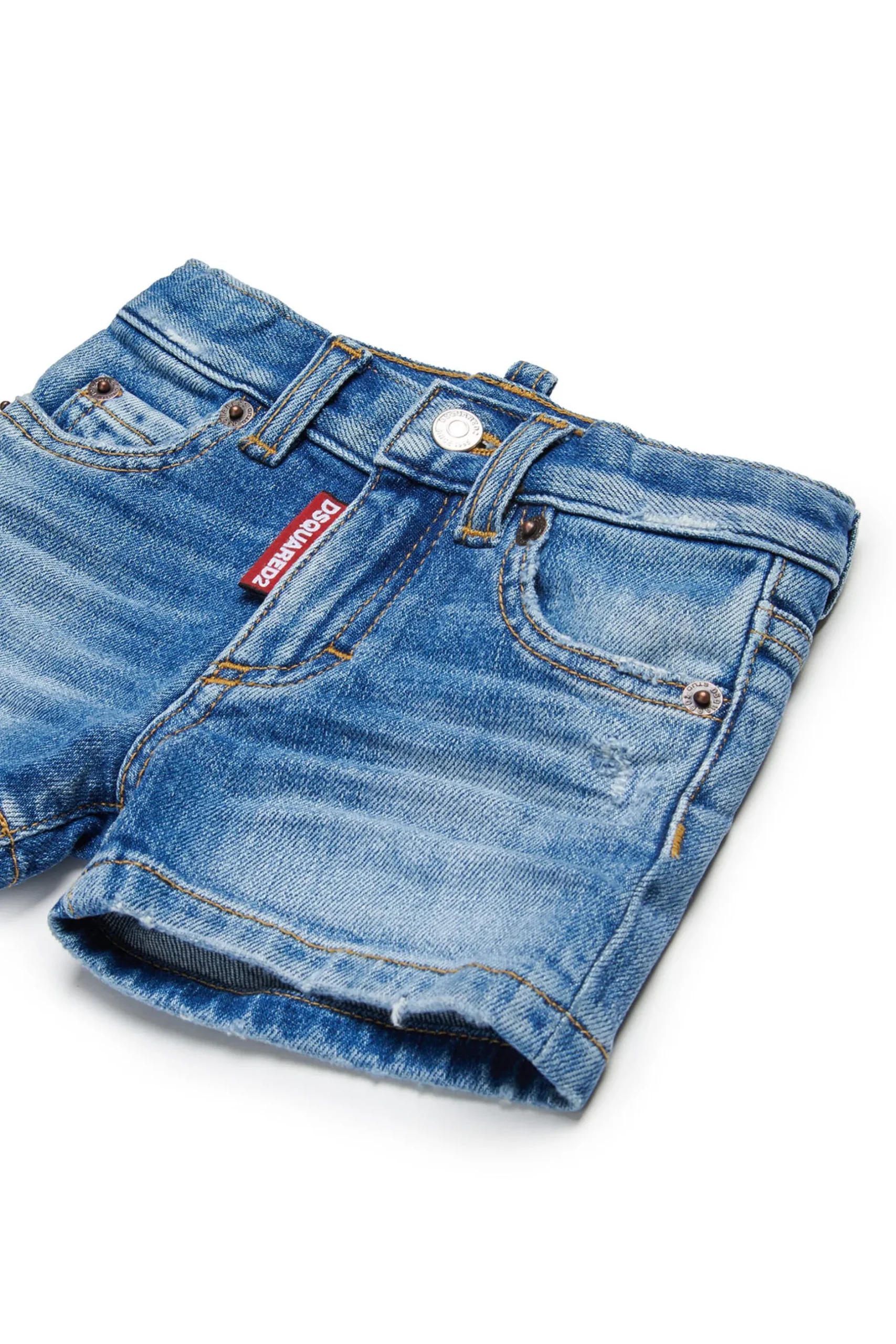 DSQUARED2 Shorts in denim blu medio con abrasioni | Bambino Denim-Mania | Denim-Mania
