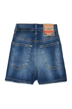 DIESEL Shorts in denim blu medio con strappi | Shorts