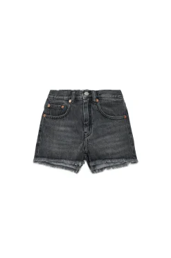 MM6 MAISON MARGIELA Shorts in denim nero con orli a taglio vivo | Bambino Shorts | Denim-Mania