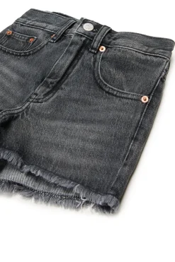 MM6 MAISON MARGIELA Shorts in denim nero con orli a taglio vivo | Bambino Shorts | Denim-Mania