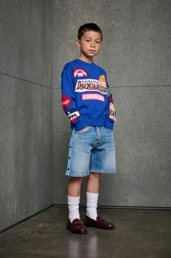 DSQUARED2 Shorts in denim sfumato con tape | Bambino Shorts | Shorts