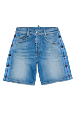 DSQUARED2 Shorts in denim sfumato con tape | Bambino Shorts | Shorts