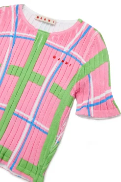 MARNI Top in maglia a coste allover Check | Maglieria
