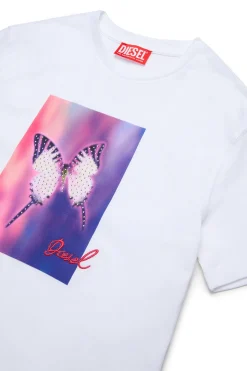 DIESEL T-shirt con grafica farfalla e rhinestones | T-Shirts