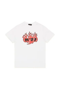 N°21 T-shirt con grafica Flames | Bambino Logomania | Logomania
