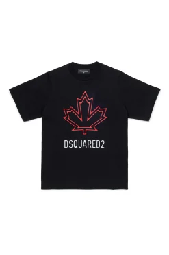 DSQUARED2 T-shirt con Maple Leaf outline | Bambino T-Shirts | Logomania