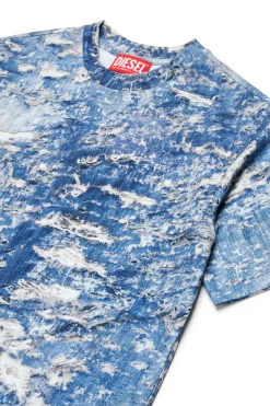 DIESEL T-shirt con stampa effetto denim strappato | Bambino T-Shirts