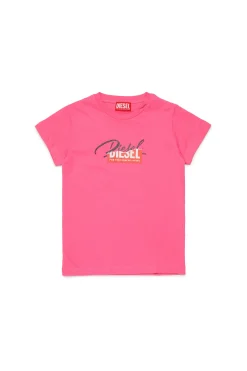 DIESEL T-shirt in jersey con logo glitter sovrapposto | T-Shirts