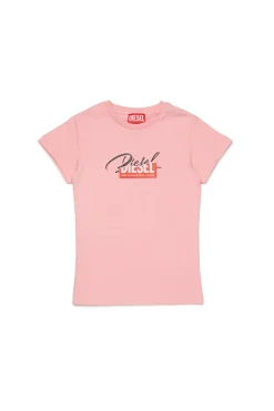 DIESEL T-shirt in jersey con logo glitter sovrapposto | T-Shirts