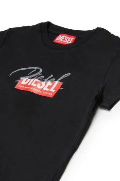 DIESEL T-shirt in jersey con logo glitter sovrapposto | T-Shirts