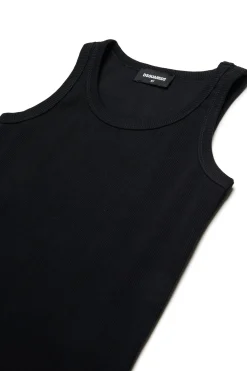 DSQUARED2 T-shirt smanicata a costine con logo | Bambino T-Shirts | Swimwear