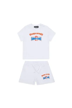 DSQUARED2 Tuta corta con grafica D2 Suburbans | Bambino Tute E Baby Set | Activewear