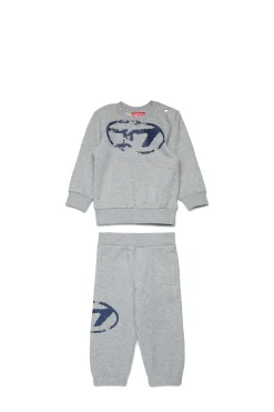 DIESEL Tuta in felpa con logo Oval D effetto used | Bambino Tute E Baby Set | Oval D By Diesel
